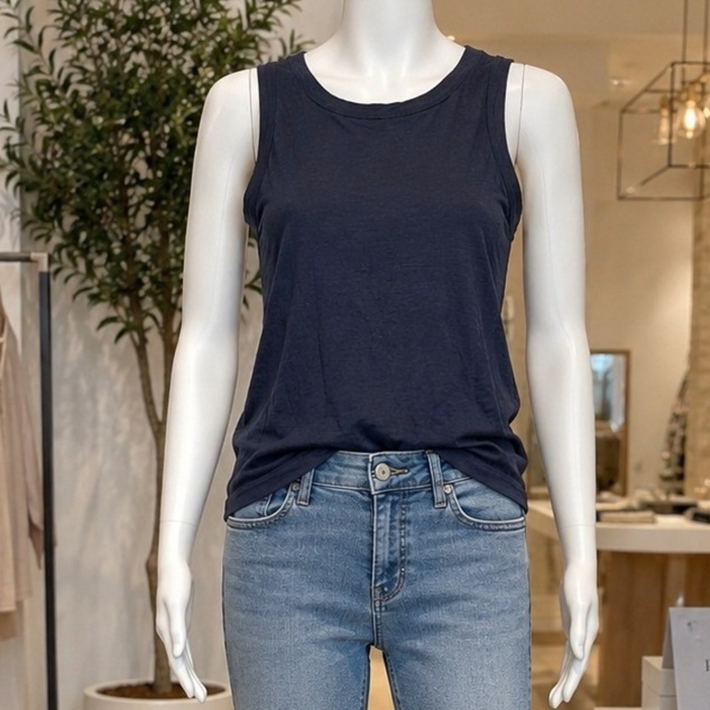 Banana Republic Womens Tank Top Malibu Tee Navy Blue Cotton Modal XS
